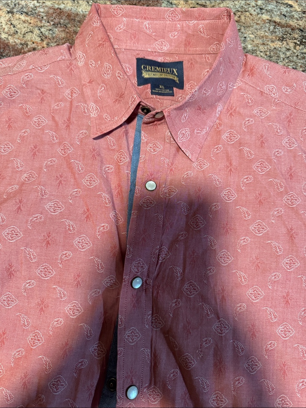 Daniel Cremieux Coral-Pink Patterned Long-Sleeve Button-Up Shirt